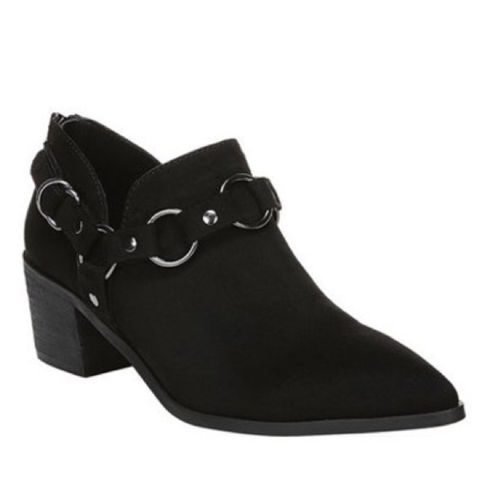 Carlos by Carlos Santana Black Vegan Suede Pointer Ankle Booties